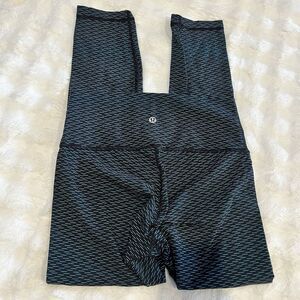 lululemon athletica Black Leggings with Teal Micro-Stripe